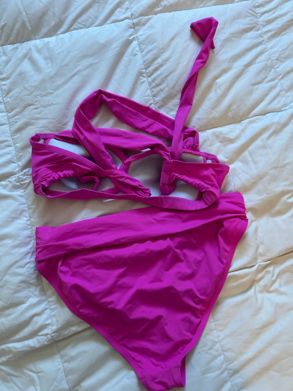 Bright Magenta High-Waist Two-Piece Bikini Set